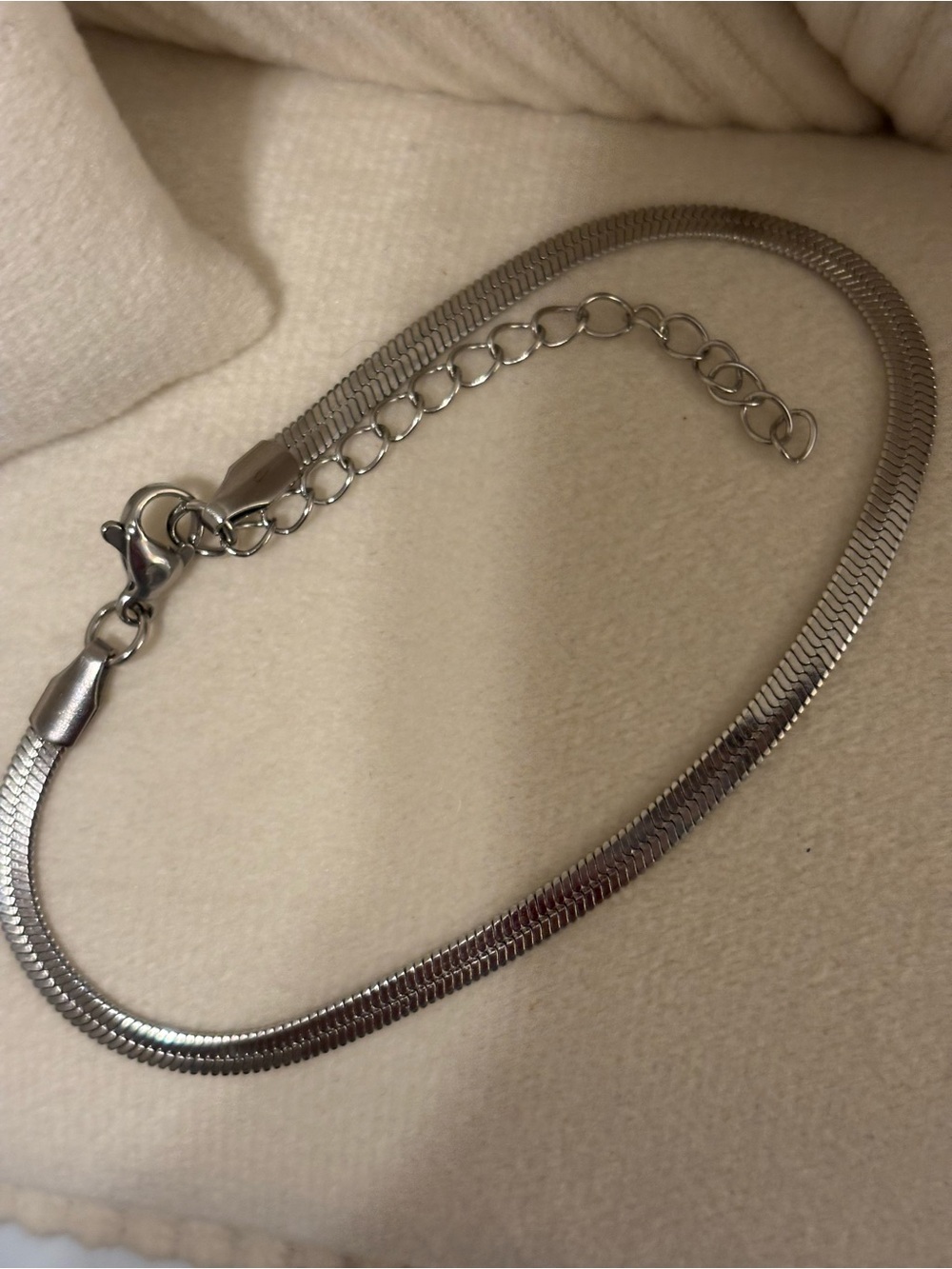 Sterling-Effect Silver Herringbone Chain Bracelet